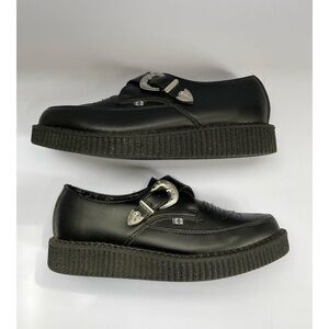 TUK Black Platform Shoes with Silver Buckle